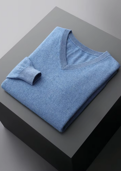 Pure Extra-Fine Merino Wool Classic V-Neck Sweater, view 11