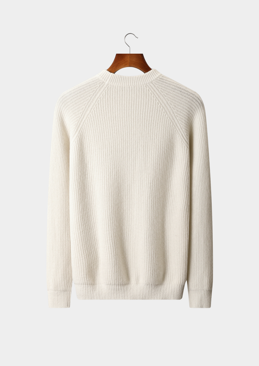 Pure Extra-Fine Merino Wool Ribbed Raglan Crewneck, view 2