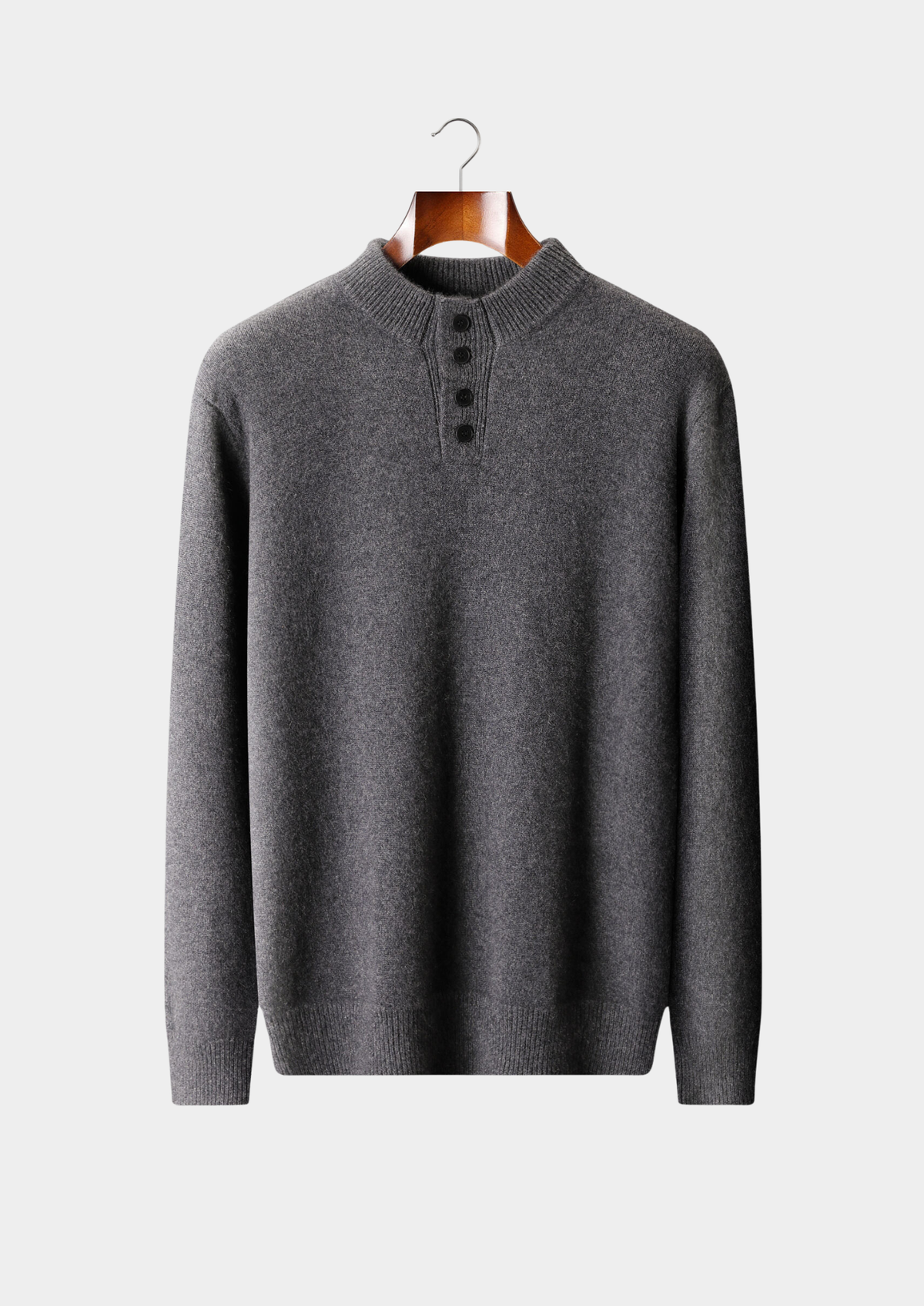 Pure Cashmere Dark Gray Button Sweater, view 1