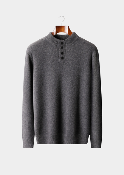 Pure Cashmere Dark Gray Button Sweater, view 1