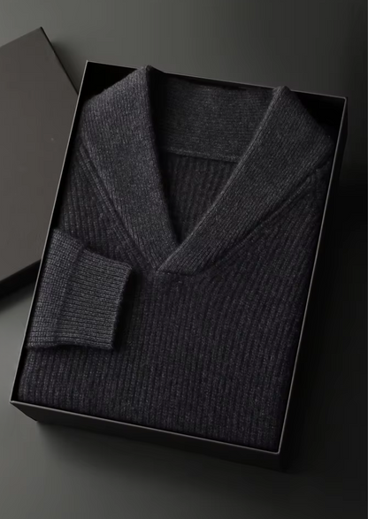Premium Cashmere Ribbed V-Neck Sweater, view 13