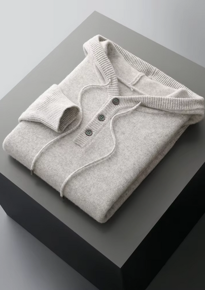 Pure Extra-Fine Merino Wool Button Hoodie, view 14