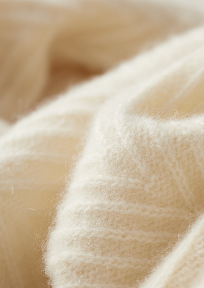 Pure Cashmere Ivory Herringbone Crewneck, view 8