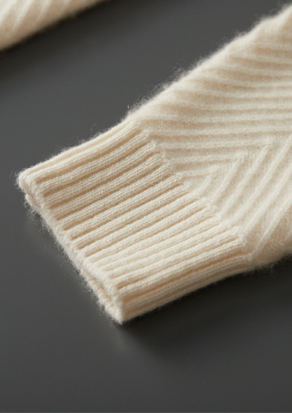 Pure Cashmere Ivory Herringbone Crewneck, view 6