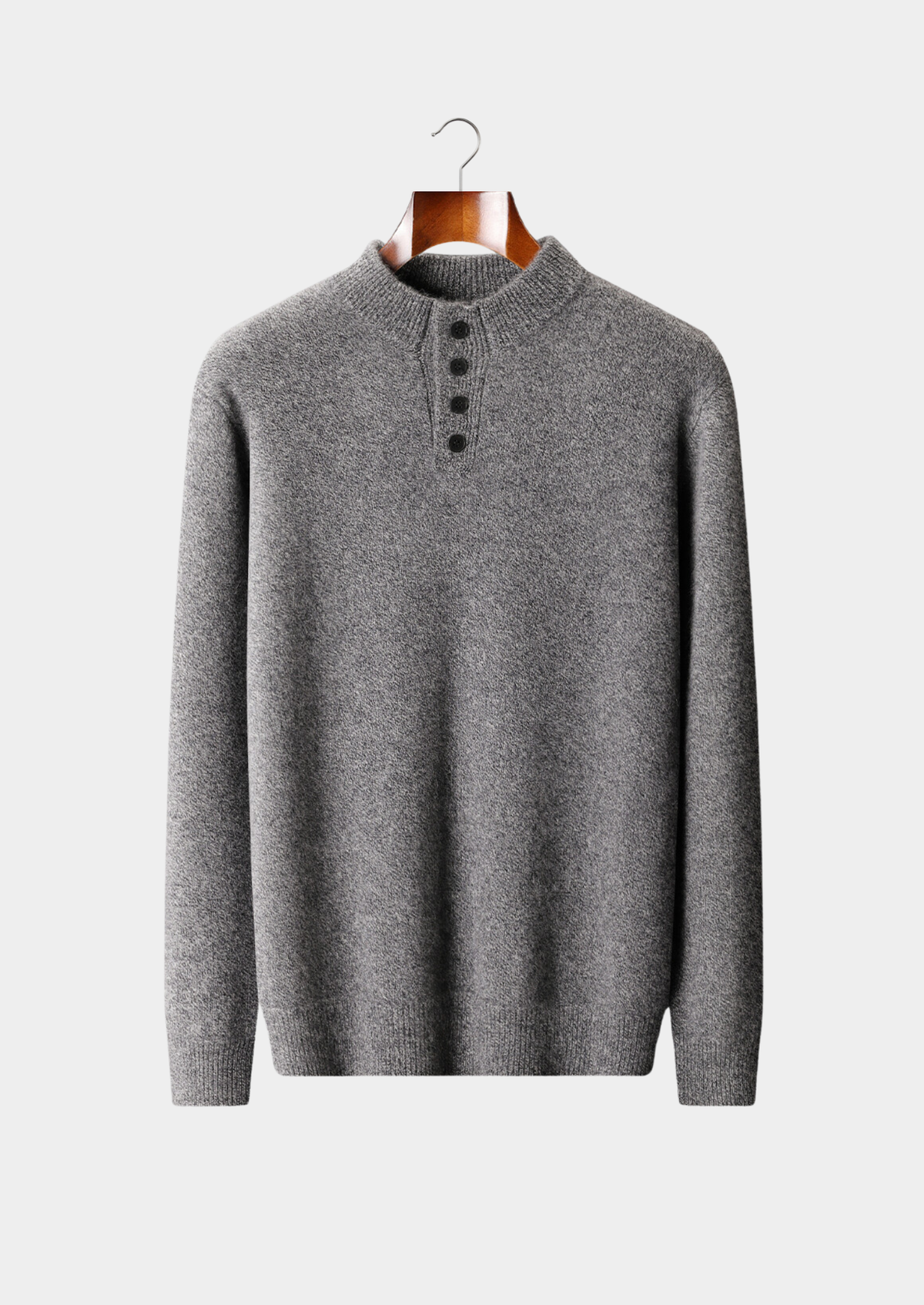Pure Cashmere Light Gray Button Sweater, view 1