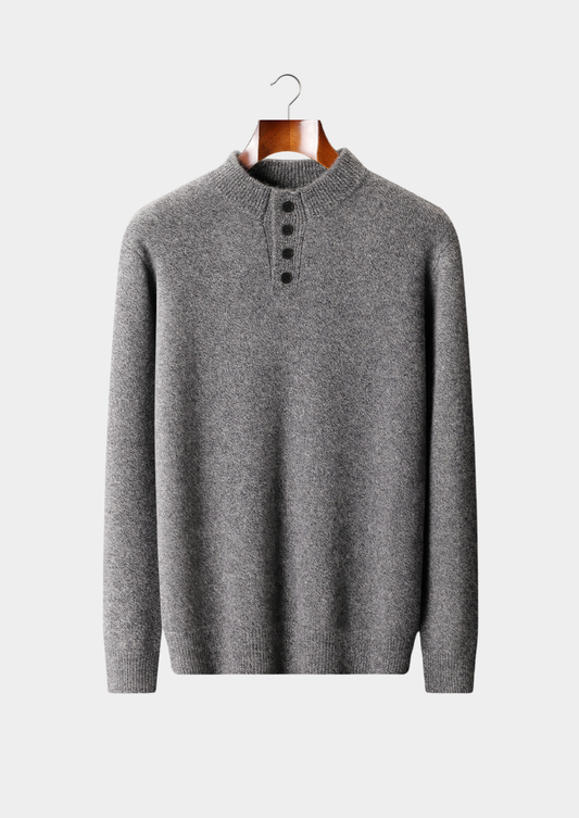 Pure Cashmere Light Gray Button Sweater, view 1