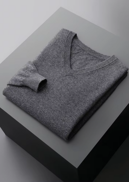 Pure Extra-Fine Merino Wool Classic V-Neck Sweater, view 10