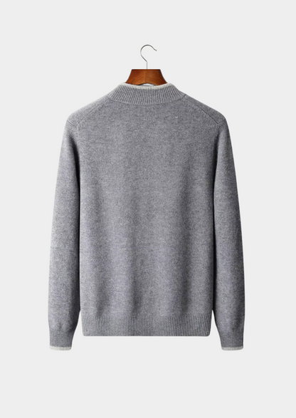 Pure Extra-Fine Merino Wool Two-Tone Zip Cardigan, view 2