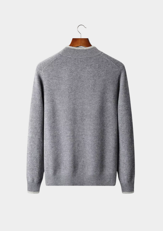 Pure Extra-Fine Merino Wool Two-Tone Zip Cardigan, view 2