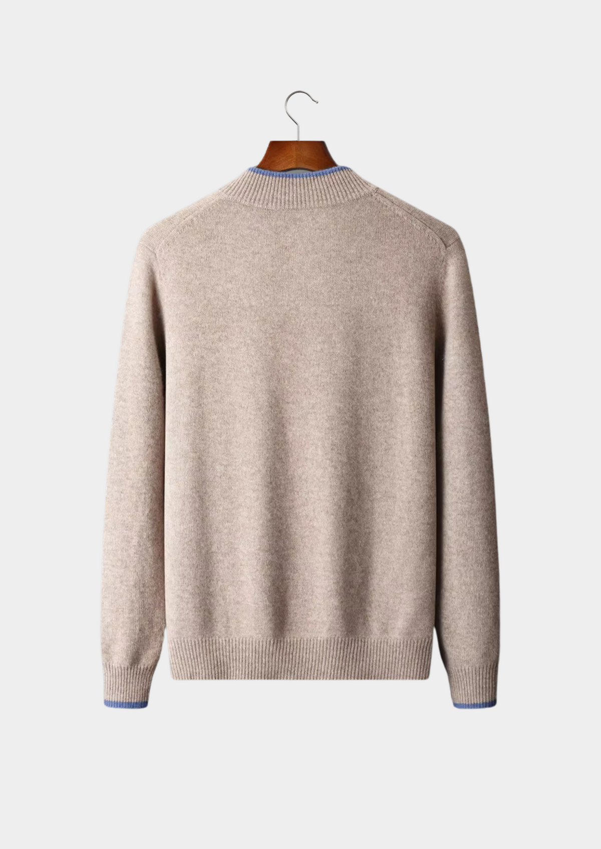 Pure Extra-Fine Merino Wool Two-Tone Zip Cardigan, view 12