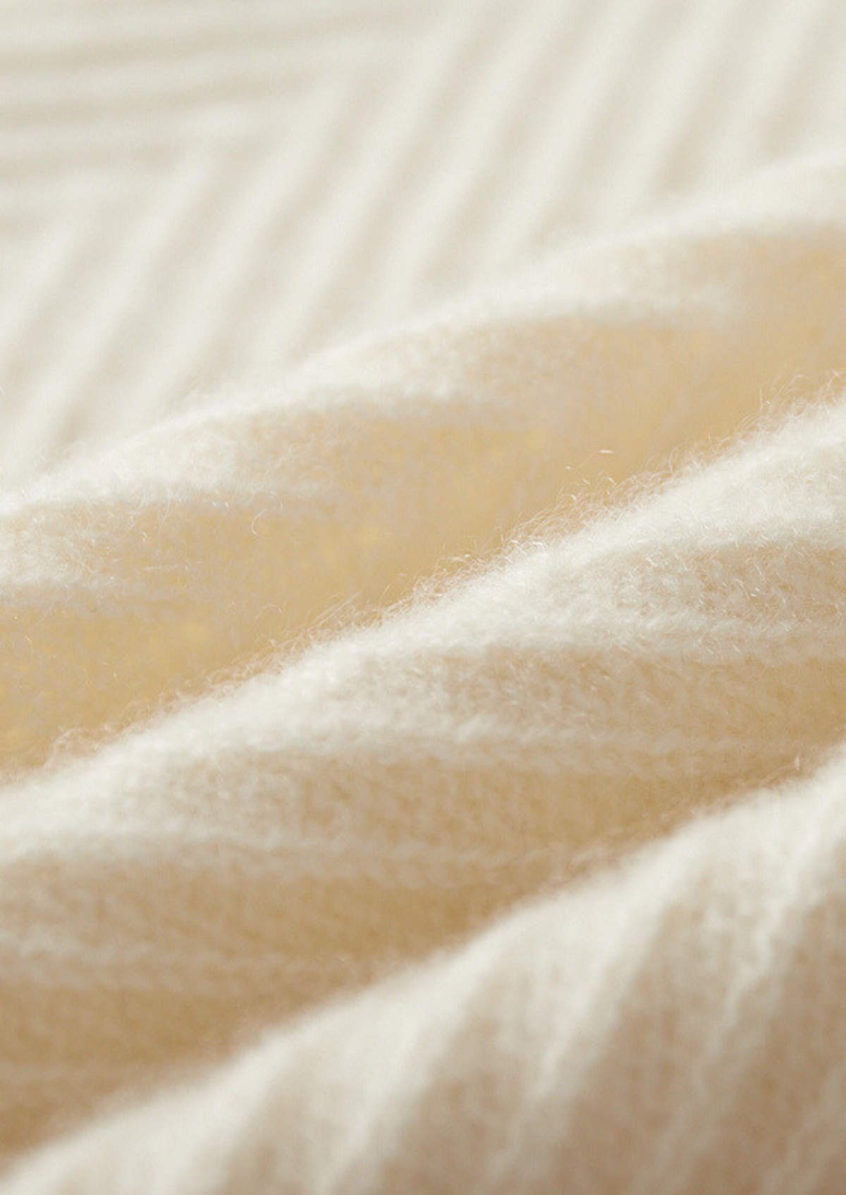 Pure Cashmere Ivory Herringbone Crewneck, view 4