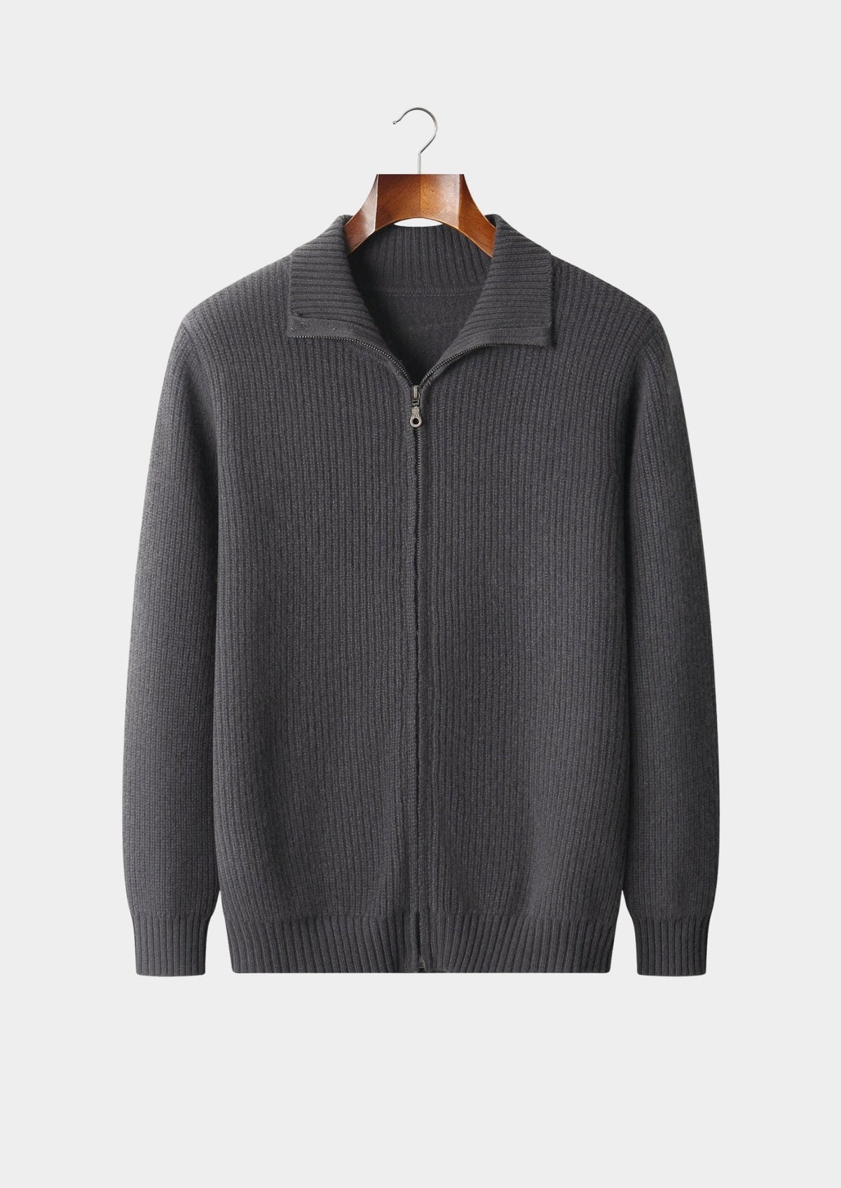 Pure Extra-Fine Merino Wool Ribbed Funnel Neck, view 1