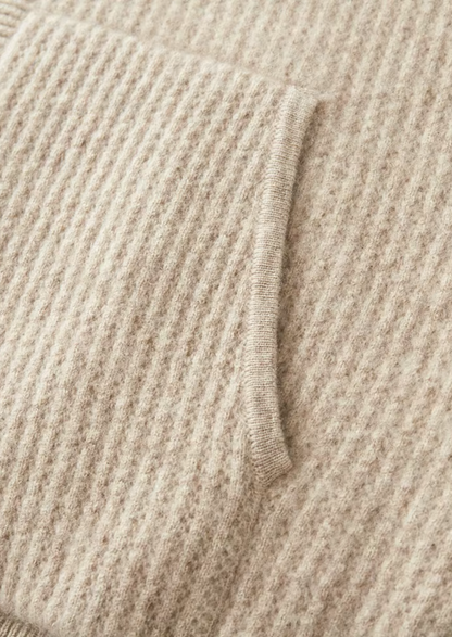 Pure Extra-Fine Merino Wool Ribbed Zipper Hoodie, view 5