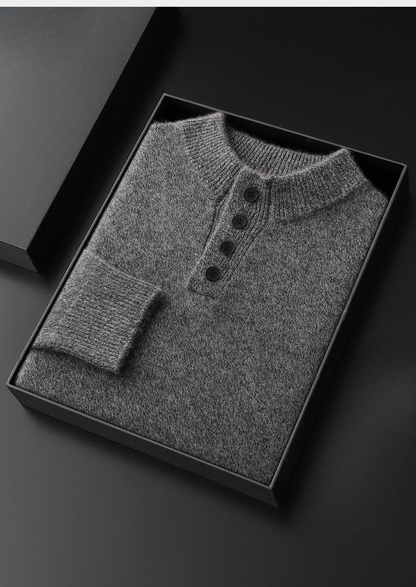 Pure Cashmere Light Gray Button Sweater, view 2