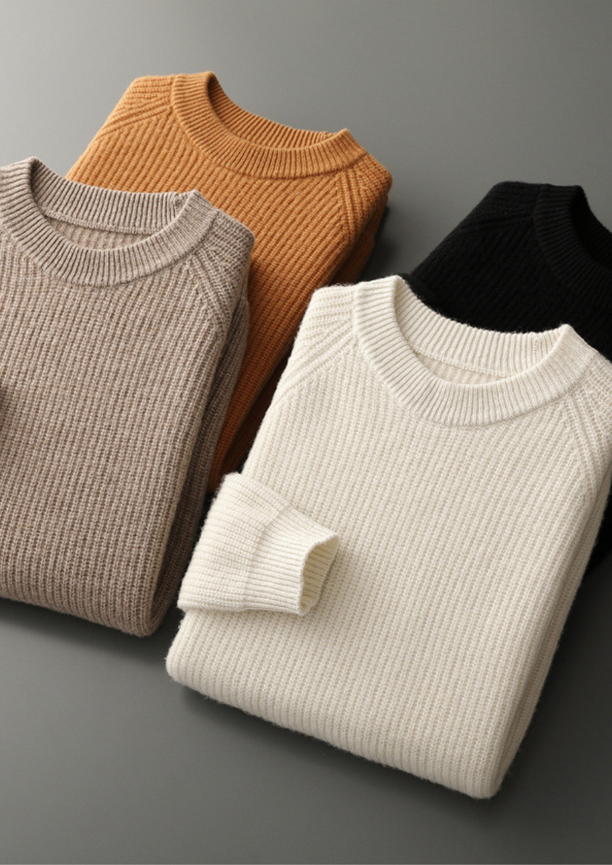 Pure Extra-Fine Merino Wool Ribbed Raglan Crewneck, view 8