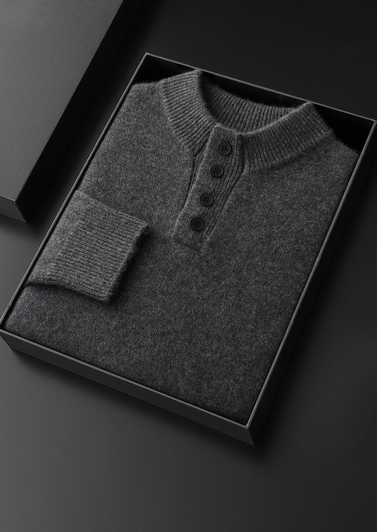 Pure Cashmere Dark Gray Button Sweater, view 2