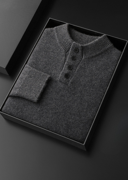 Pure Cashmere Dark Gray Button Sweater, view 2