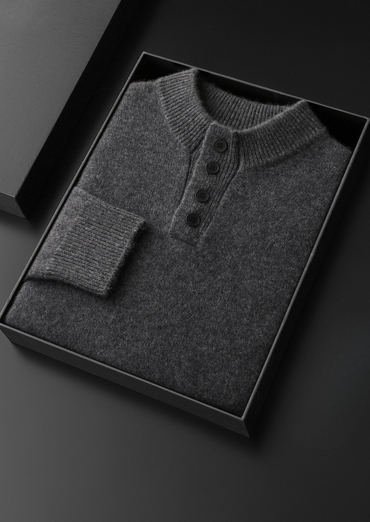 Pure Cashmere Dark Gray Button Sweater, view 2