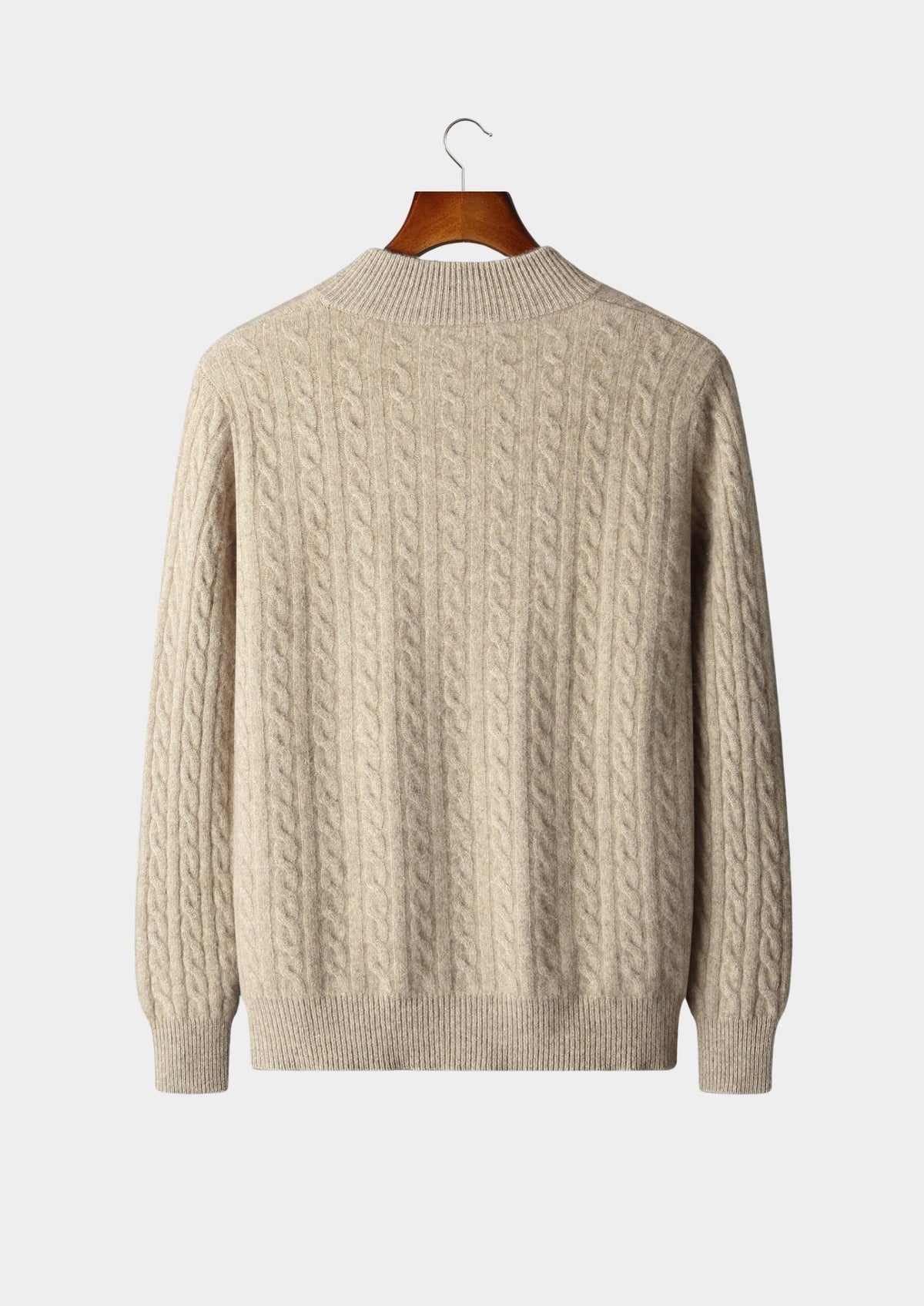 Pure Extra-Fine Merino Wool Cable Knit Zip Cardigan, view 2