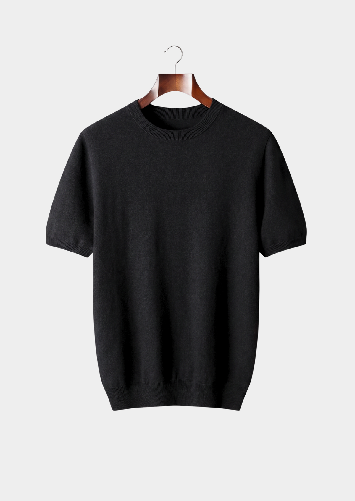 Premium Cashmere Classic Crewneck T-Shirt - Black, view 1