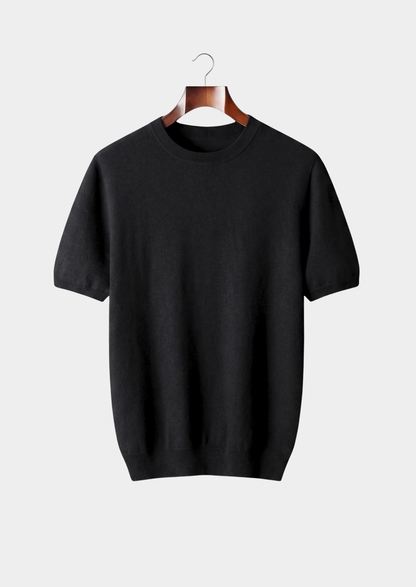 Premium Cashmere Classic Crewneck T-Shirt - Black, view 1