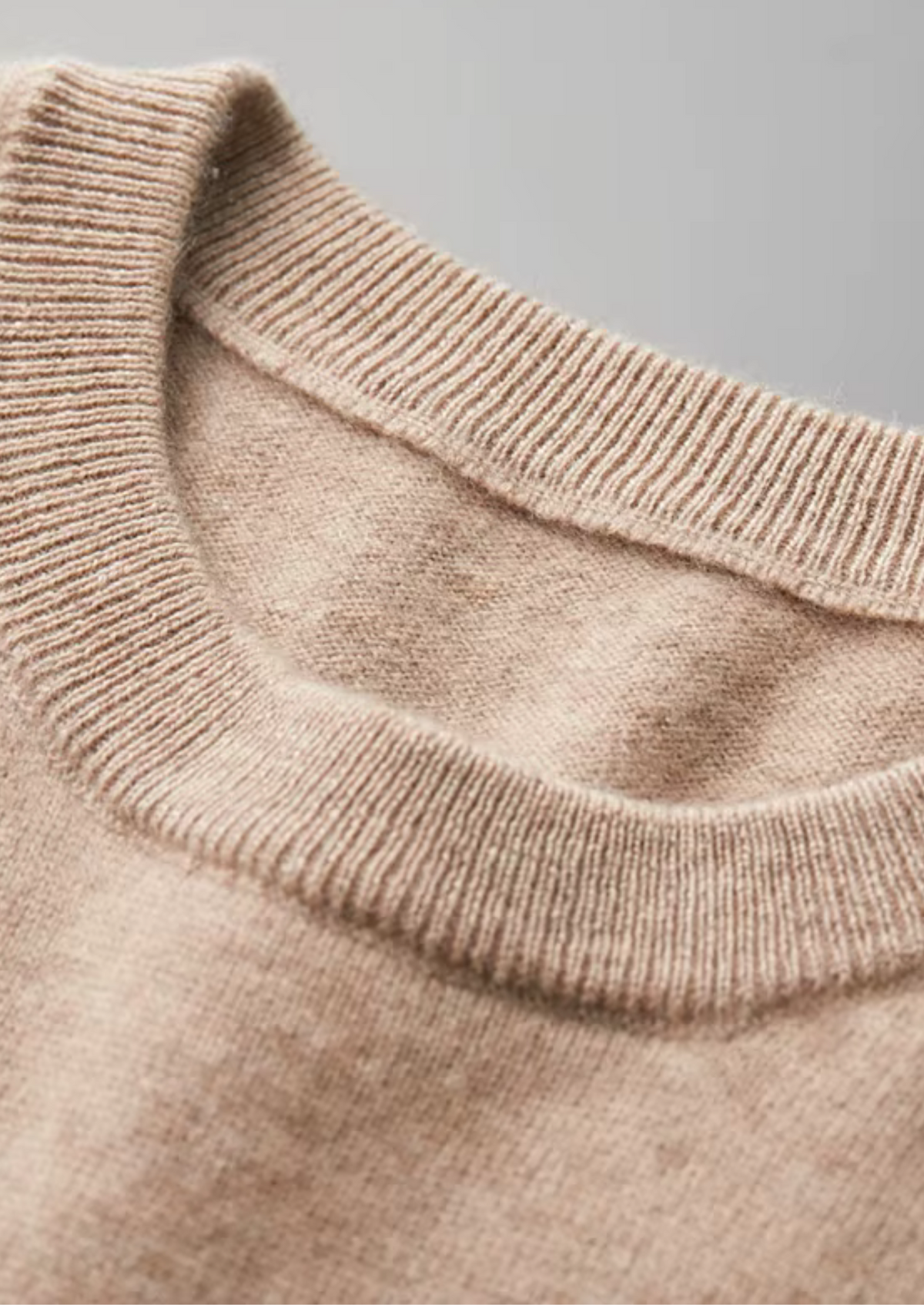 Premium Cashmere Classic Crewneck T-Shirt - Light Beige, view 8
