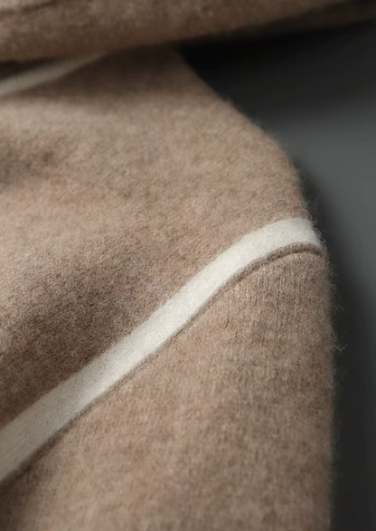 Premium Cashmere Two Tone Zipper Hoodie, view 7