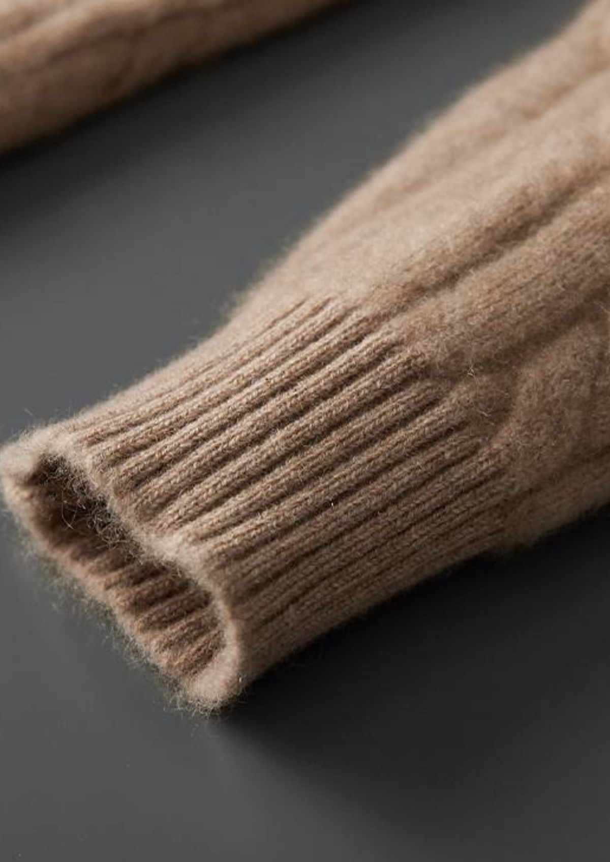 Pure Cashmere Sand Cable Knit Hoodie, view 7