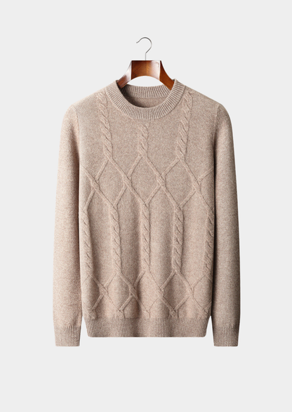 Pure Extra-Fine Merino Wool Cable Crewneck, view 1