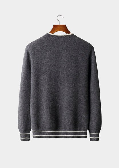 Pure Extra-Fine Merino Wool Contrast Zip Cardigan, view 26
