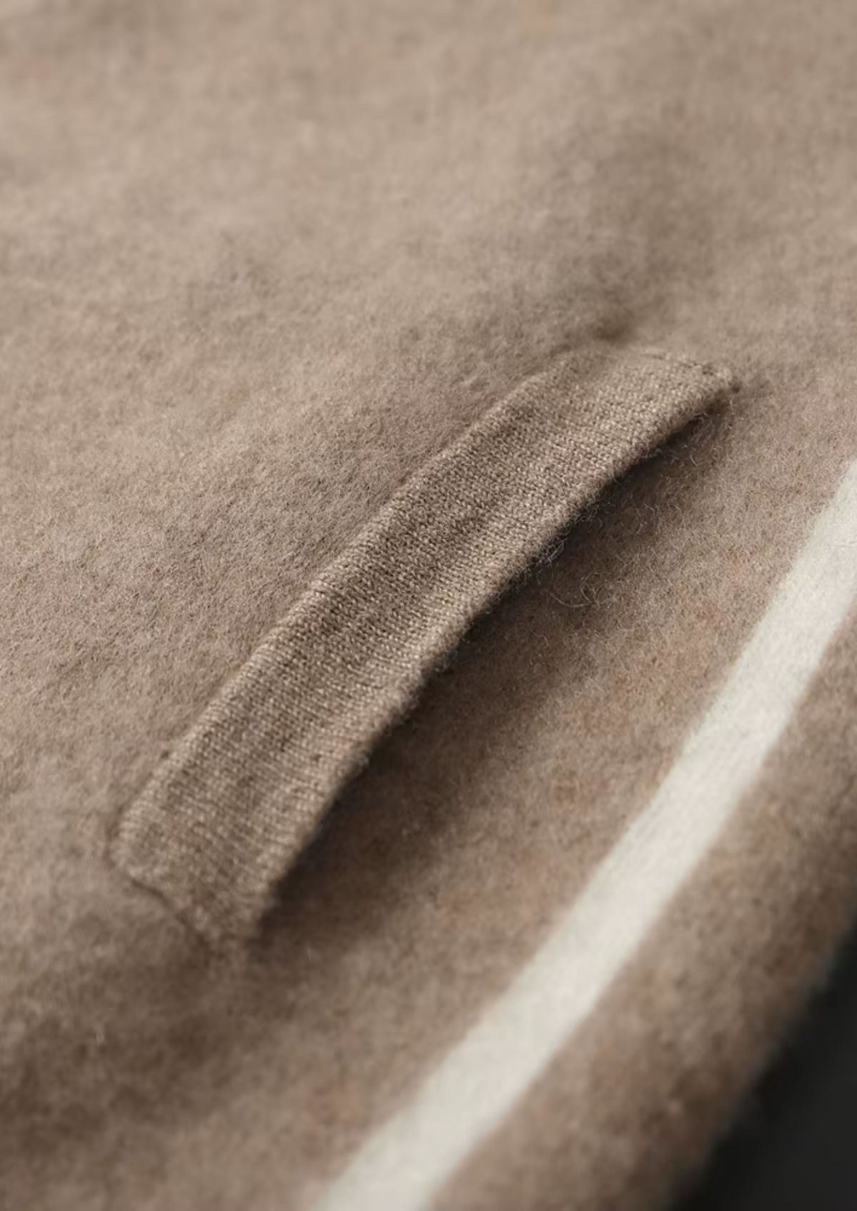 Premium Cashmere Two Tone Zipper Hoodie, view 8