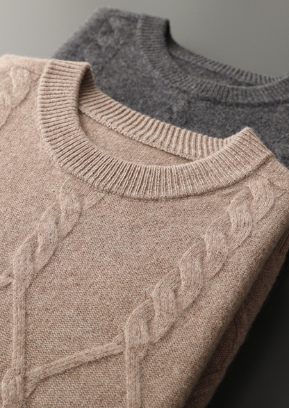Pure Extra-Fine Merino Wool Cable Crewneck, view 6