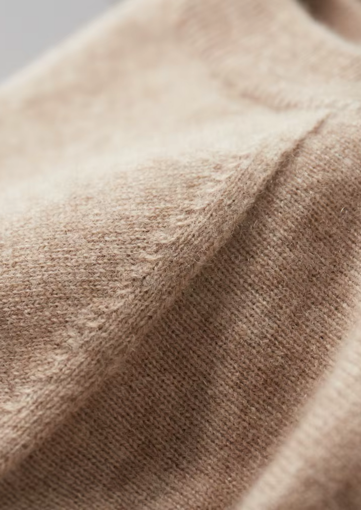 Premium Cashmere Classic Crewneck T-Shirt - Light Beige, view 5