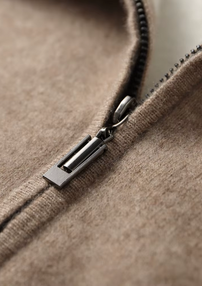 Premium Cashmere Two Tone Zipper Hoodie, view 9