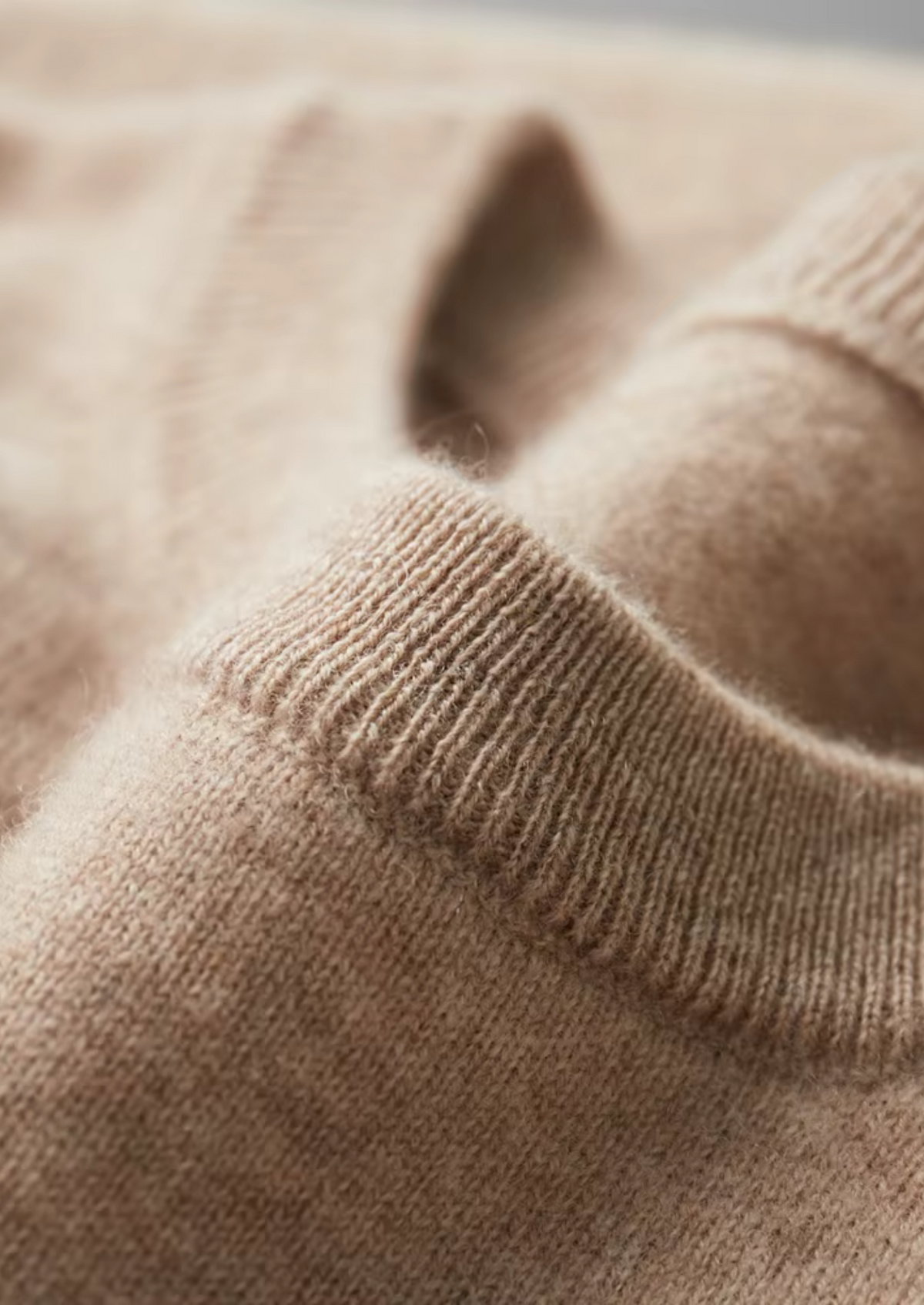 Premium Cashmere Classic Crewneck T-Shirt - Light Beige, view 3