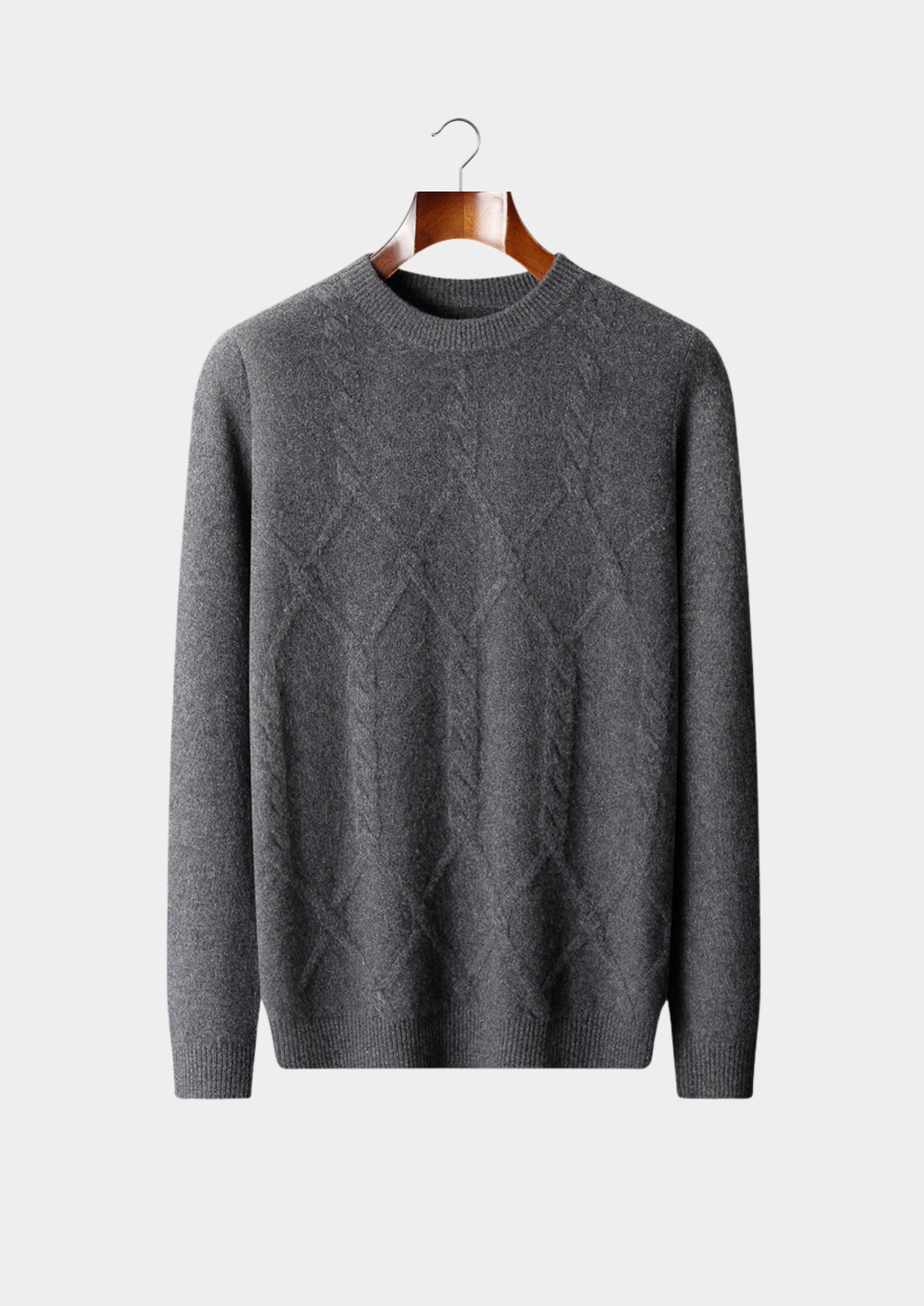Pure Extra-Fine Merino Wool Cable Crewneck, view 5