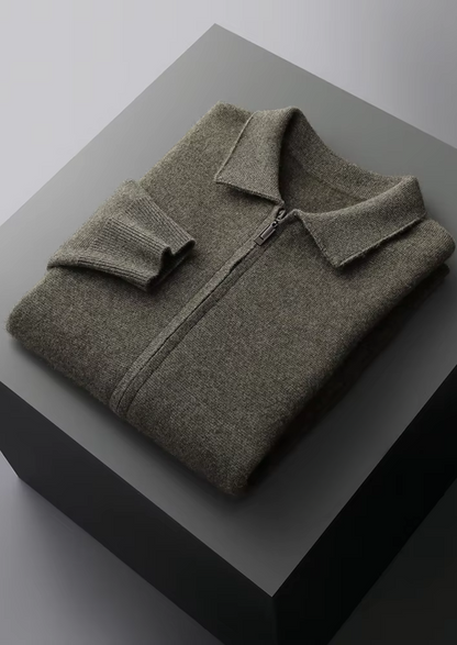 Pure Extra-Fine Merino Wool Zip Polo Cardigan, view 14