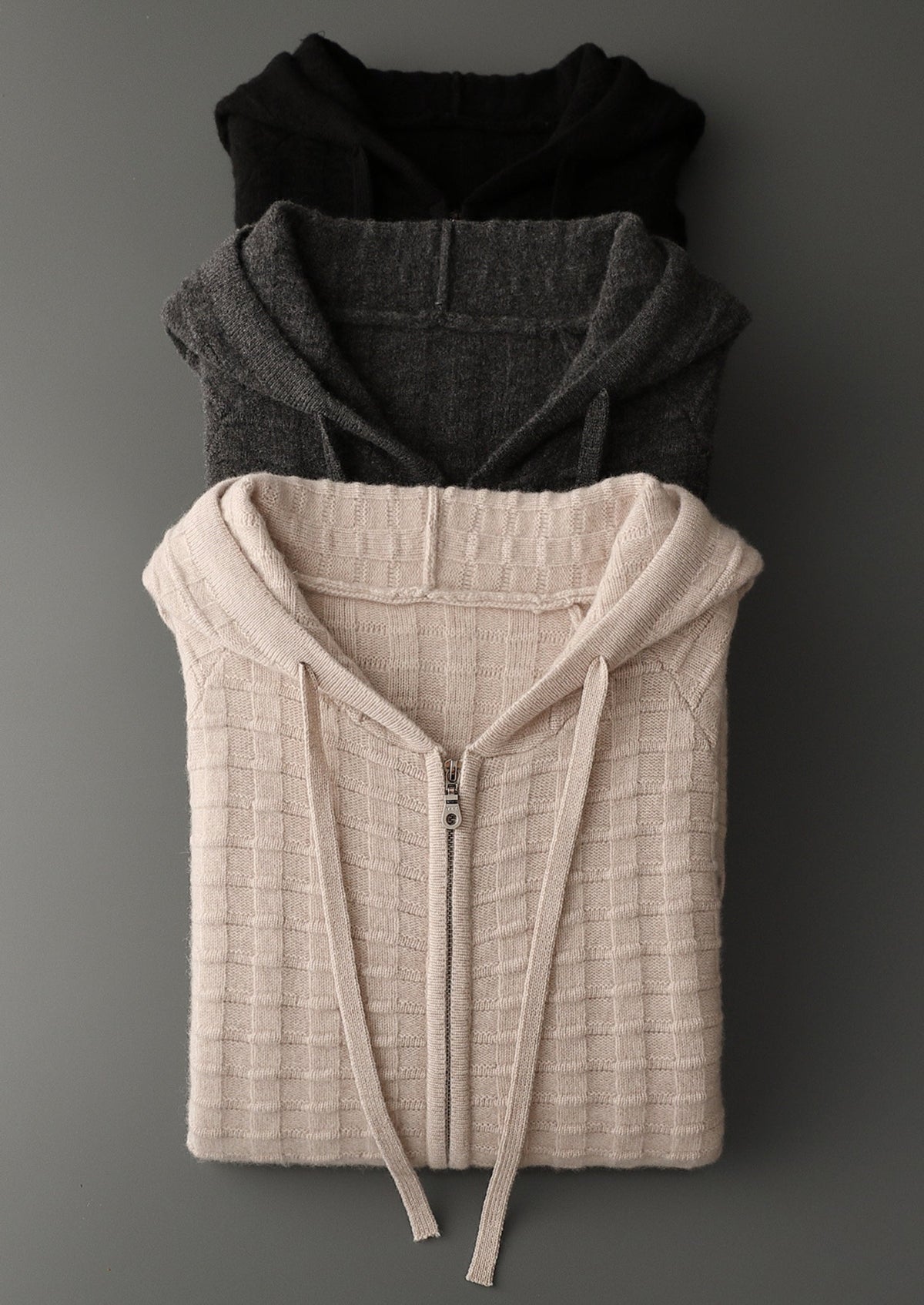 Pure Extra-Fine Merino Wool Textured Hoodie, view 20