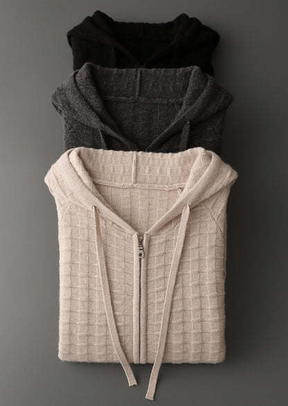 Pure Extra-Fine Merino Wool Textured Hoodie, view 20