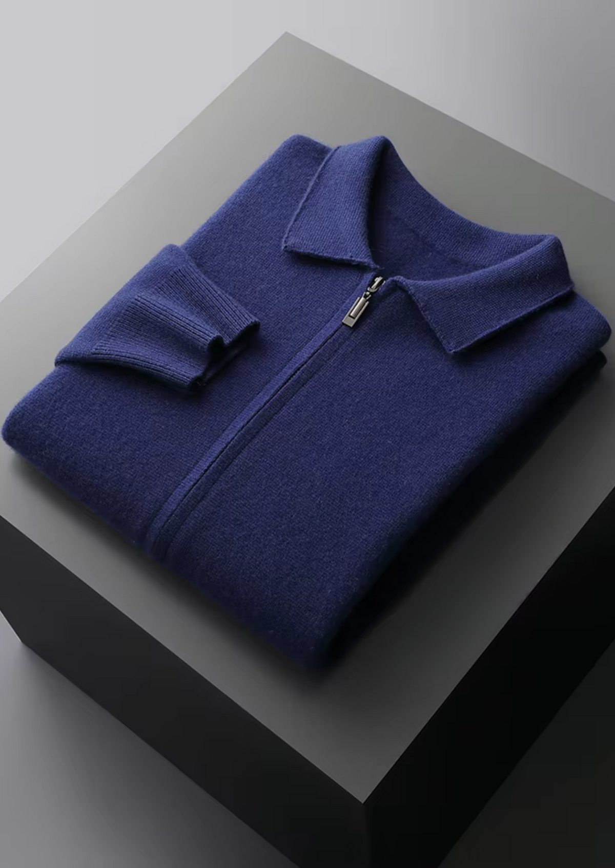 Pure Extra-Fine Merino Wool Zip Polo Cardigan, view 13