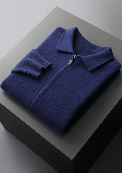 Pure Extra-Fine Merino Wool Zip Polo Cardigan, view 13