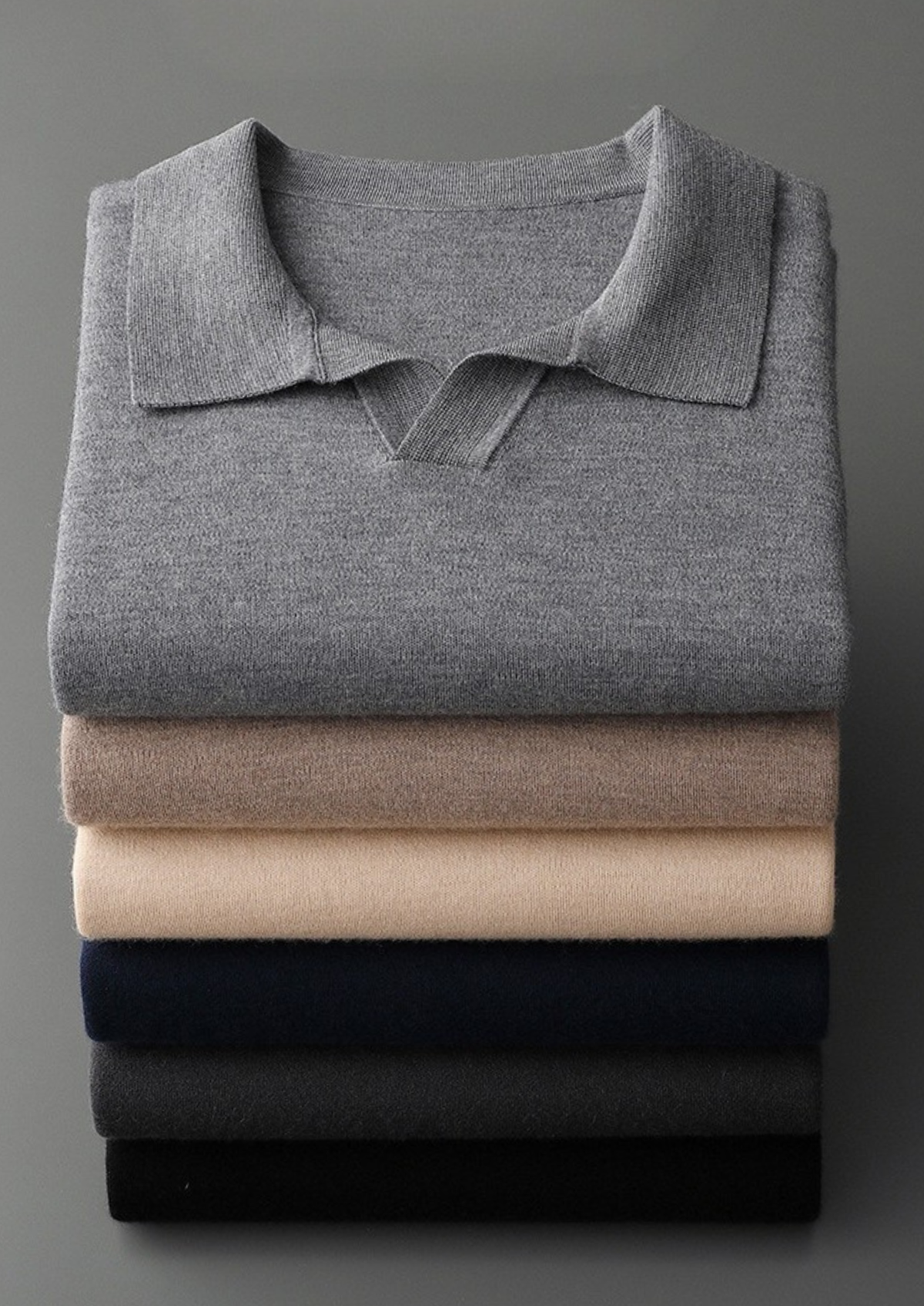 Premium Cashmere Buttonless Sweater Polo, view 12