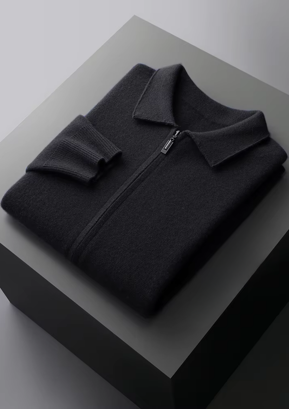 Pure Extra-Fine Merino Wool Zip Polo Cardigan, view 12
