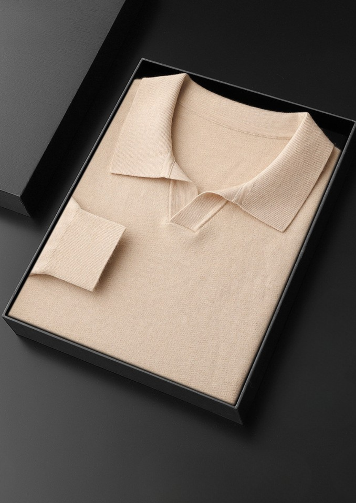 Premium Cashmere Buttonless Sweater Polo, view 7