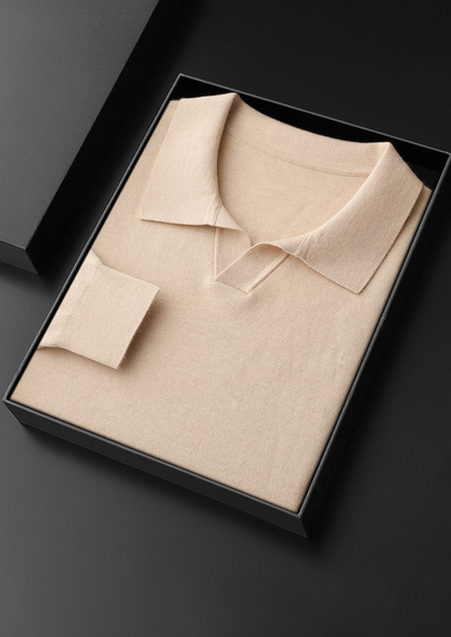 Premium Cashmere Buttonless Sweater Polo, view 7