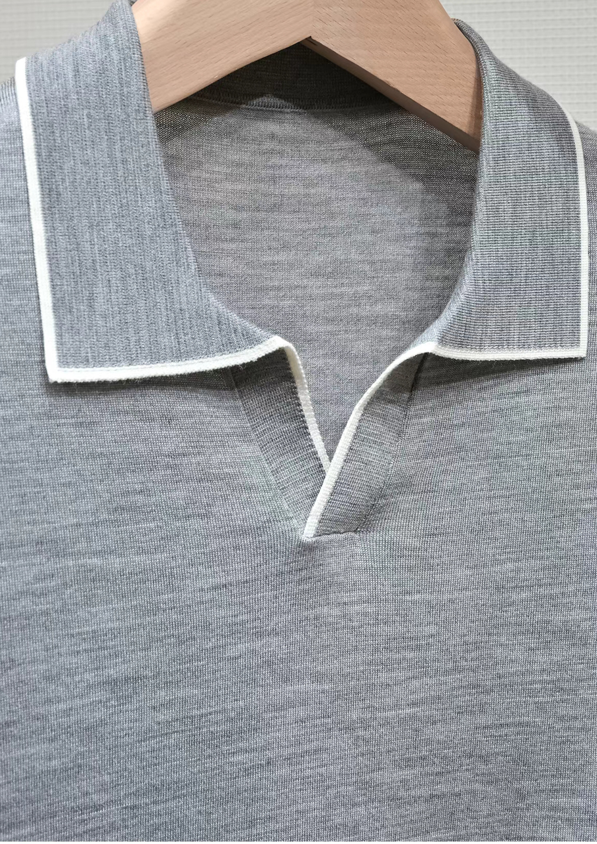 Ellis Light Gray Lightweight Polo Shirt, view 6