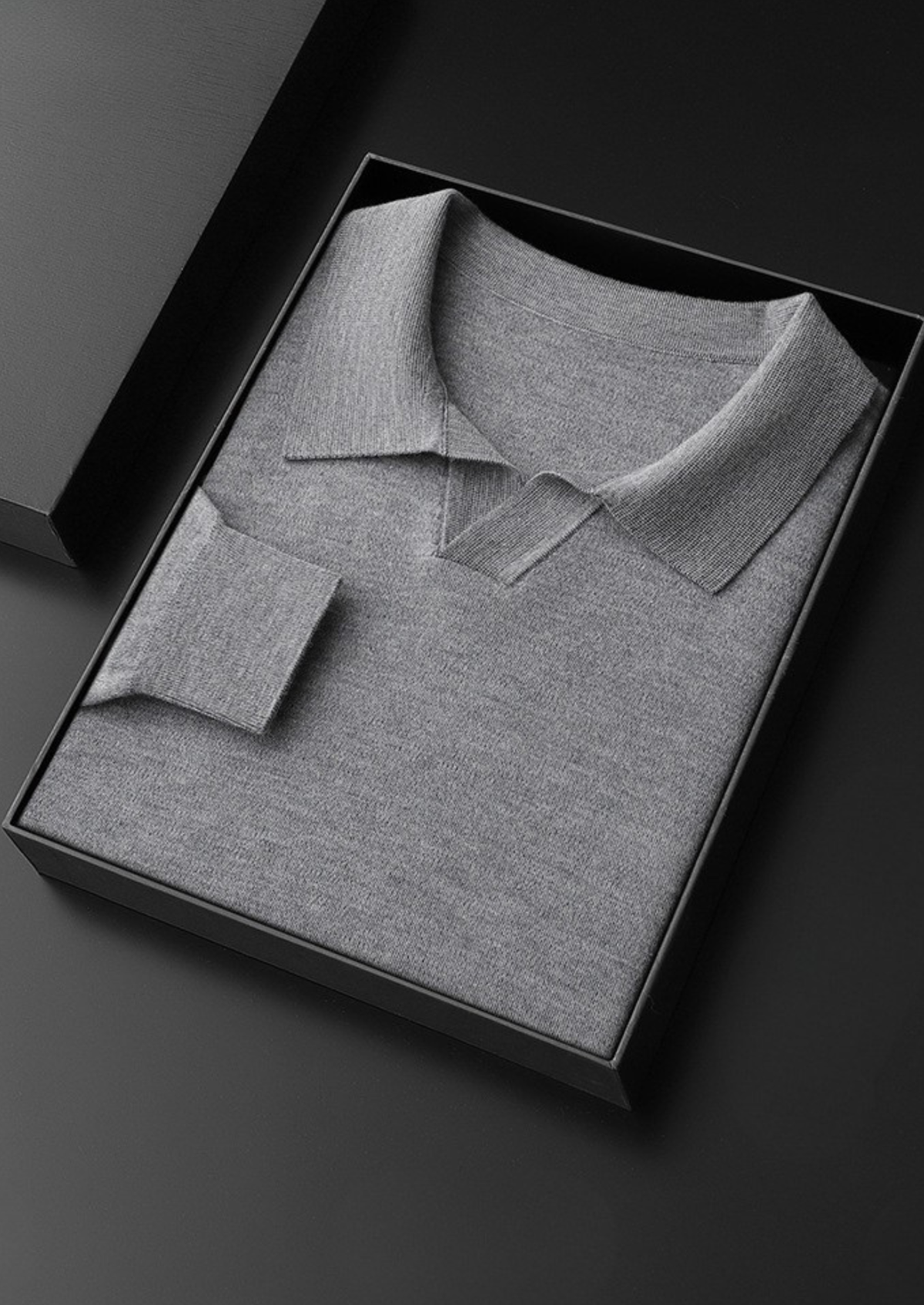 Premium Cashmere Buttonless Sweater Polo, view 3