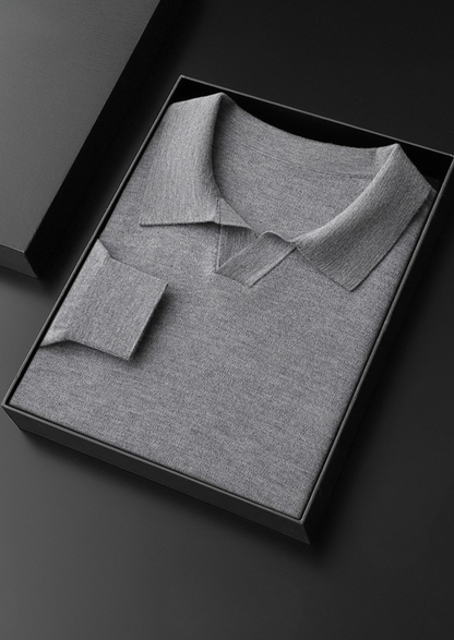 Premium Cashmere Buttonless Sweater Polo, view 3