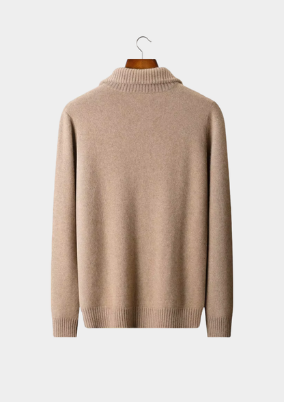 Pure Cashmere Beige Funnel Neck Cardigan, view 2