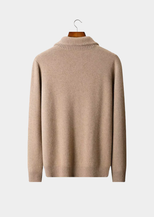 Pure Cashmere Beige Funnel Neck Cardigan, view 2